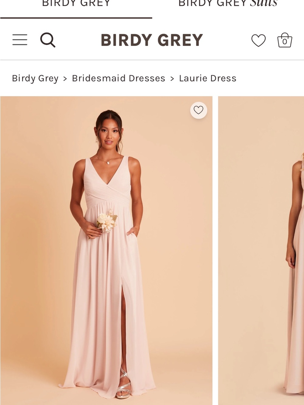 Birdy Grey Long V-Neck Maxi Dress in Blush Pink